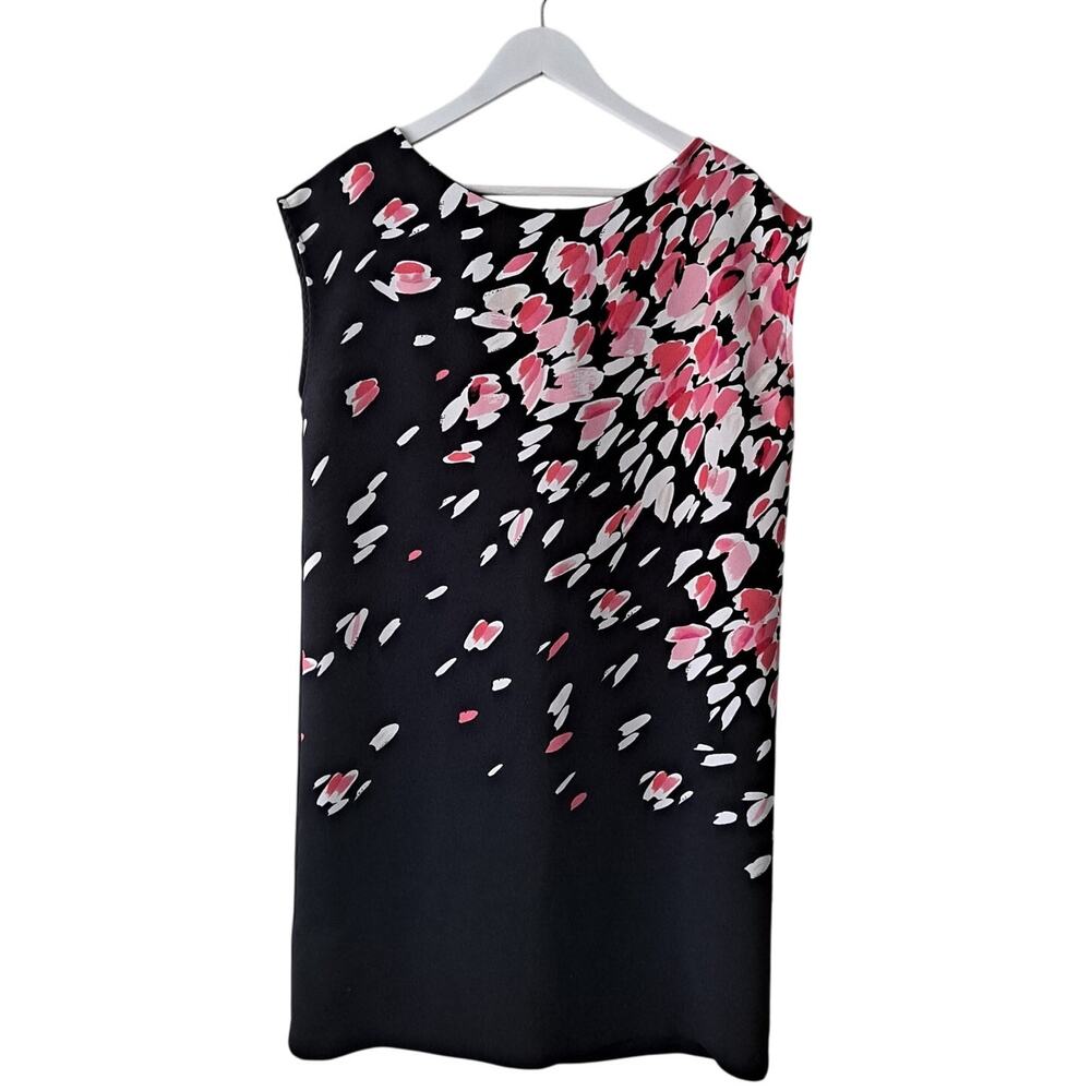 Ann Taylor LOFT Floral Cap Sleeve Knee Length Shift Dress Black Pink Size Medium